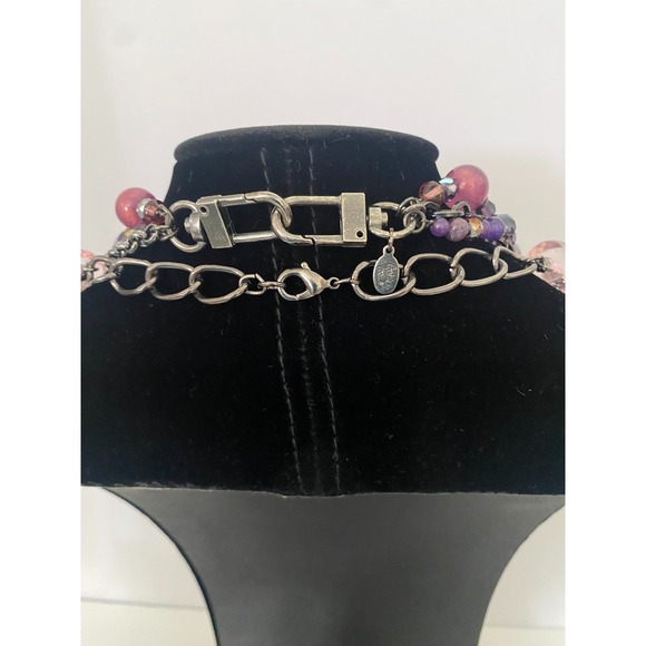 Mixed Fashion Jewelry Lot Purple Pink Hues 7 pc Necklaces Earrings Bracelet EUC - Picture 5 of 16